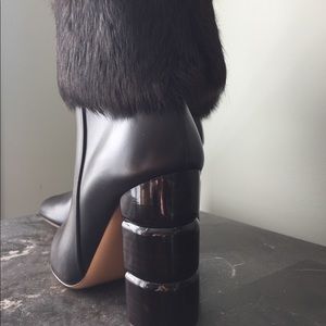 Ferragamo Loris Shearling Trimmed Leather Booties